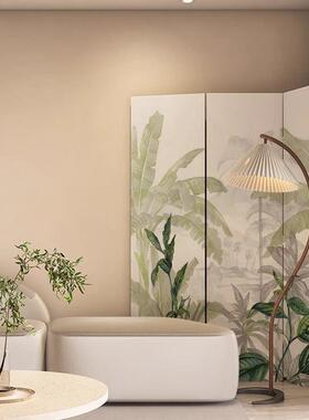 关OBX屏隔断墙移动折叠绿风植物简约现代轻奢新玄房客厅角落背景