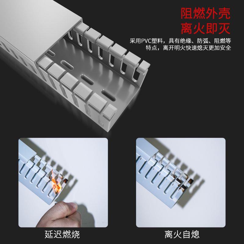 PVC线槽料装配电柜EPD线槽电走线电箱U布线槽灰塑色工业阻燃配明