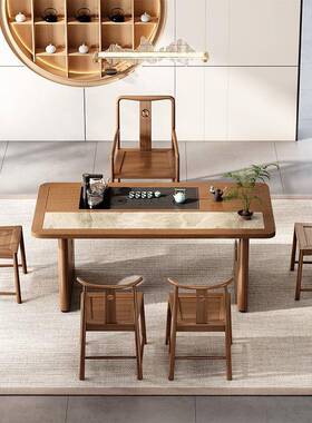 意岩板极小简轻奢现式简约户型代客厅家用长方形大理石YJP茶桌