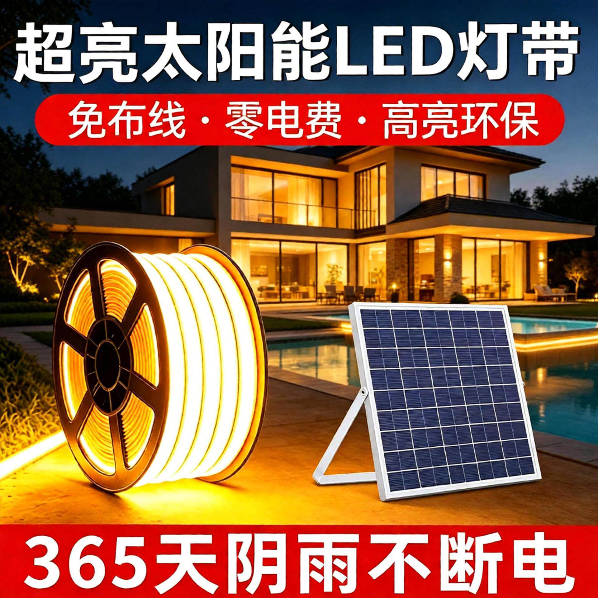 工厂直发2025新款太阳能户外防水led灯条室外氛围灯带太阳能灯带