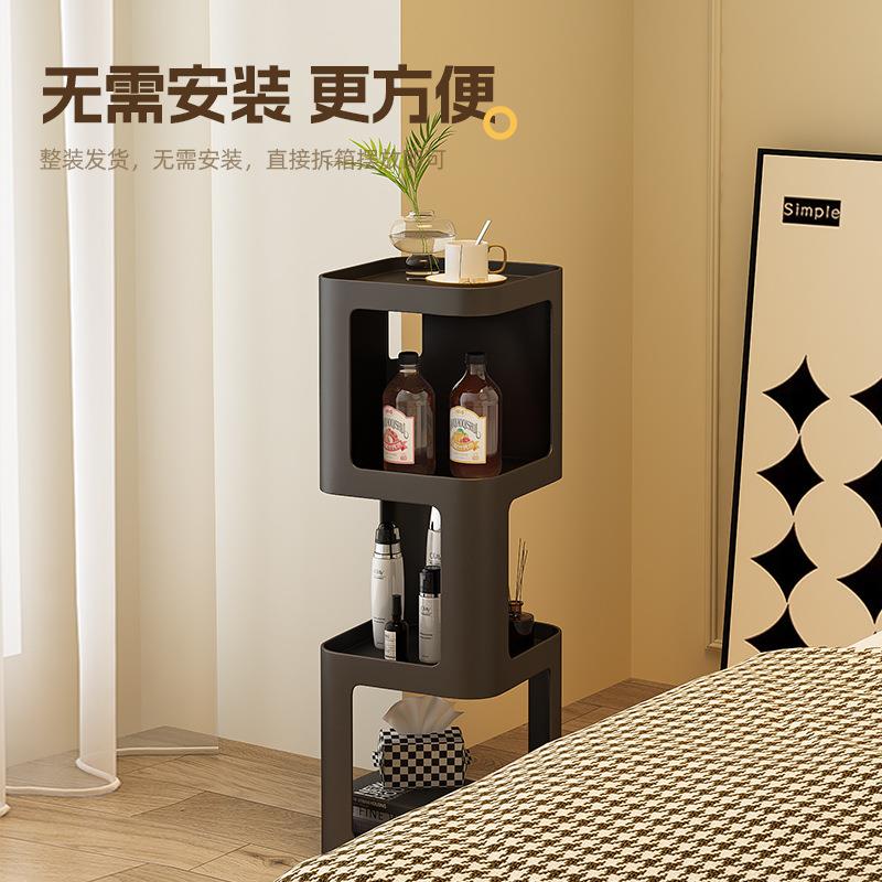 铁艺用创意小型床头简约代家卧室柜床头置物H501高款书架带灯可移