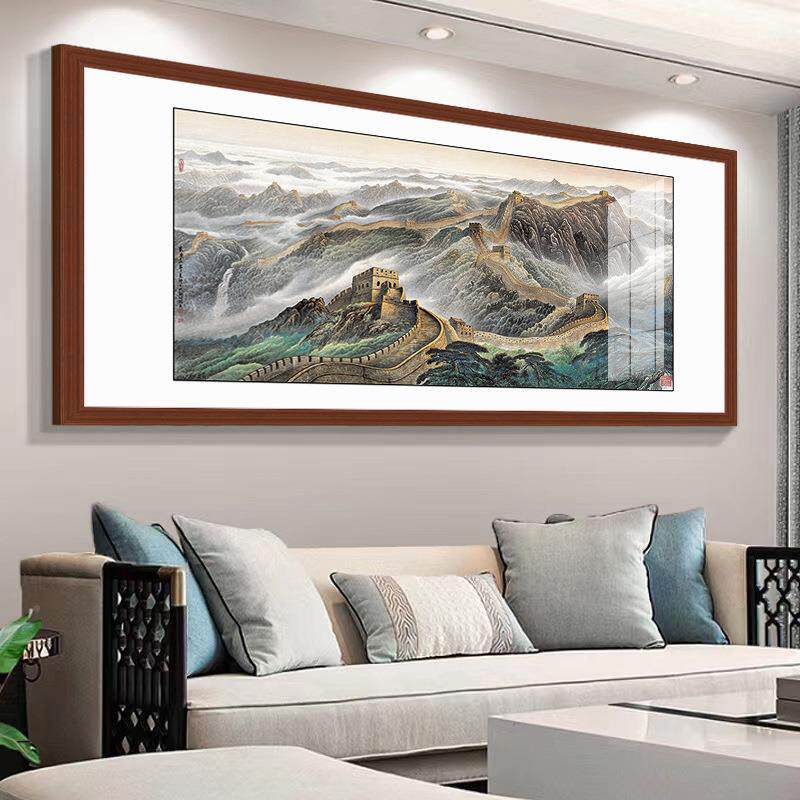 万里长城装饰画办室景客厅沙发背公餐厅VHT画挂新中式山水国画壁