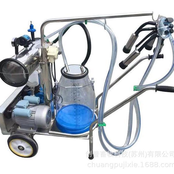 单桶真空泵挤奶机25L透明挤奶桶移动式挤奶机家用便捷式挤奶机