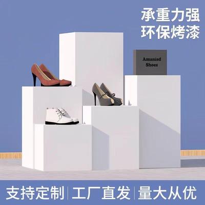 白色木质烤漆展示台长方形橱窗模特站台展会产品陈列柜异形