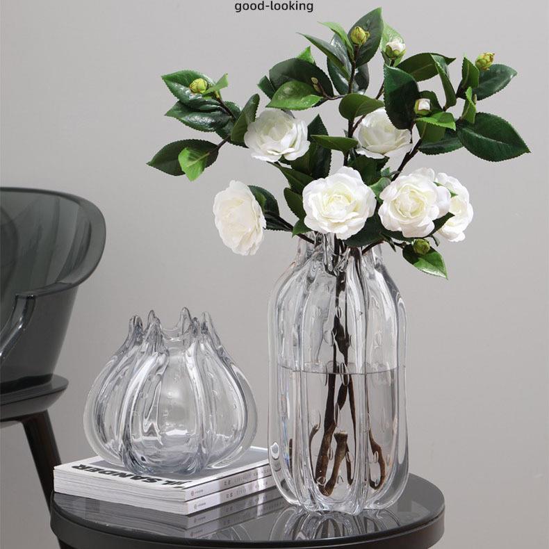 现代简约透ZEA玻花瓶家居花餐桌明面束璃插花器样板房间软装饰品