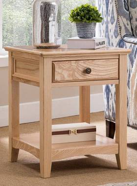 美木式实边几客厅简约桌沙边发角几带抽全屉边柜PFS70177正方形方