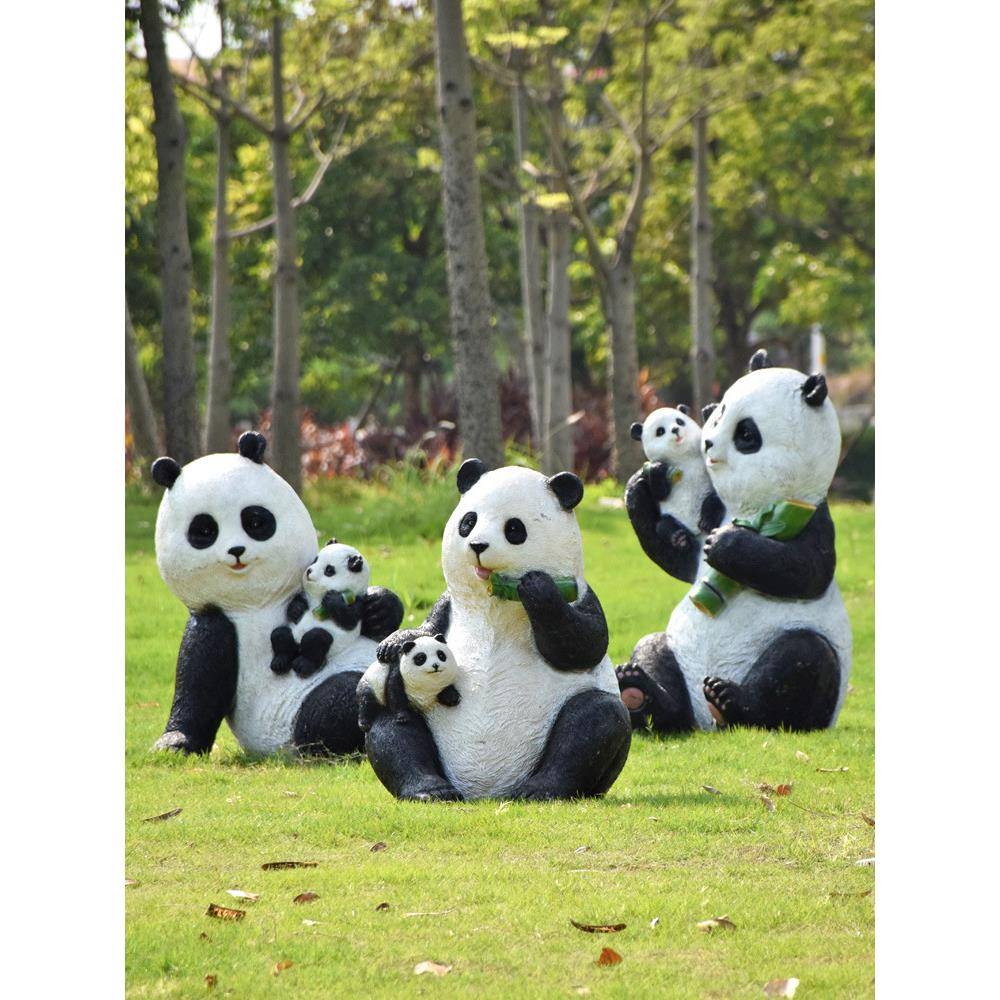 户外花园庭装饰仿真熊猫摆件物公园林景8434院观璃玻钢草坪卡通动