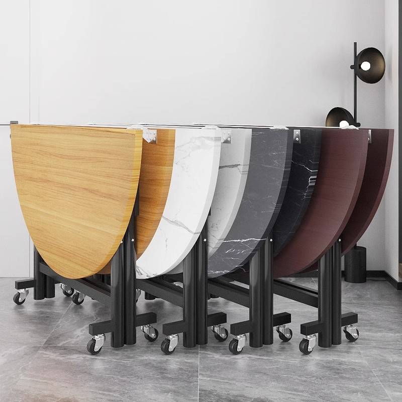 酒店大圆桌简易圆形桌面家用玻璃转盘饭桌10人可移动折叠圆桌餐桌