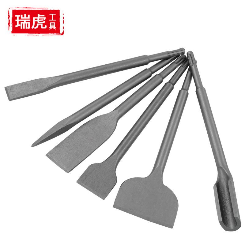 圆柄两坑两槽电锤凿子6PC套装 弯凿铲墙混凝土冲击钻头 弯头凿子