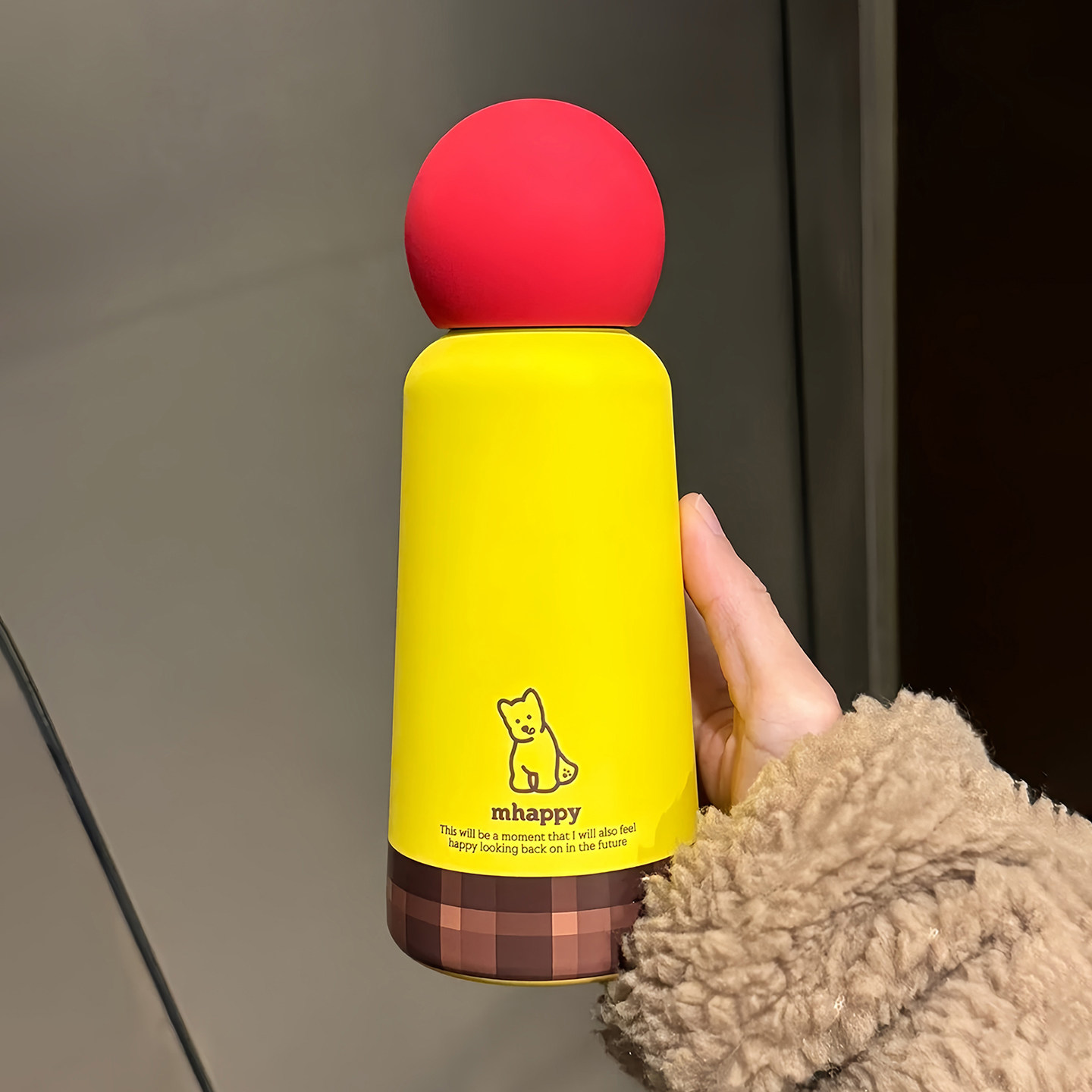 草莓生巧小狗保温杯不锈钢便携