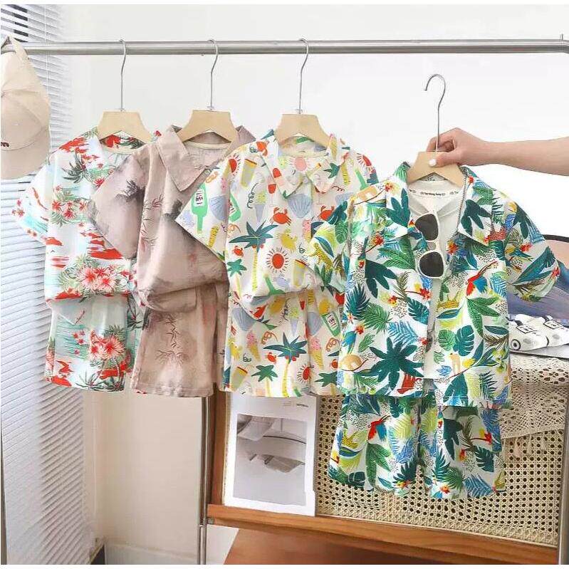 男童夏装衬衫套装夏威夷沙滩服