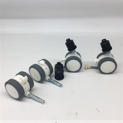 速发置物架圆管向轮钢管宝宝牀配件通用地板静音脚轮白色包胶轮子