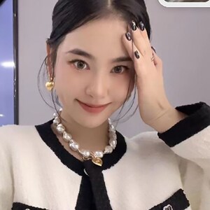 速发法式巴洛克珍珠爱心项链叶莎陈太太B字母心形吊坠锁骨链潮