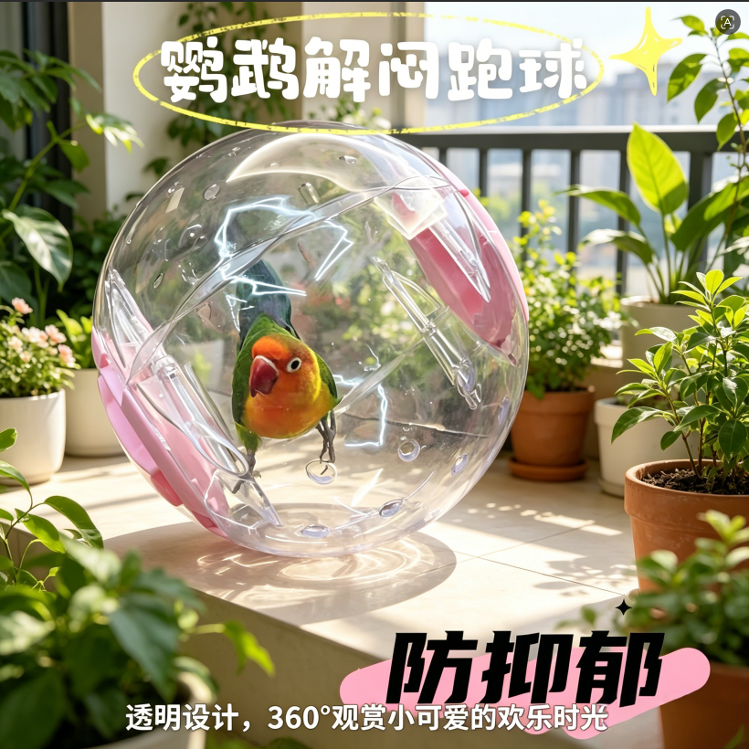鹦鹉玩具创意小鸟防抑郁跑球小鸡自嗨解闷运动滚球外带仓鼠跑步机