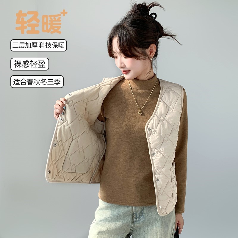 马甲女款2025新款秋冬季小个子加厚V领宽松外穿时尚洋气马甲外套