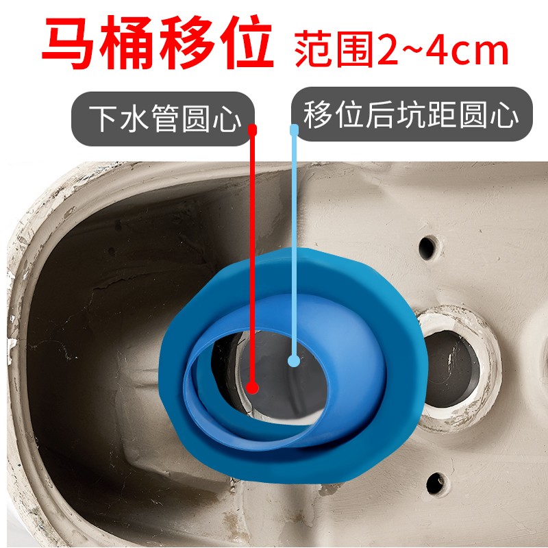 马桶移位法兰密封圈坐厕蹲便移位器防臭防漏偏心可调平移2//4cm