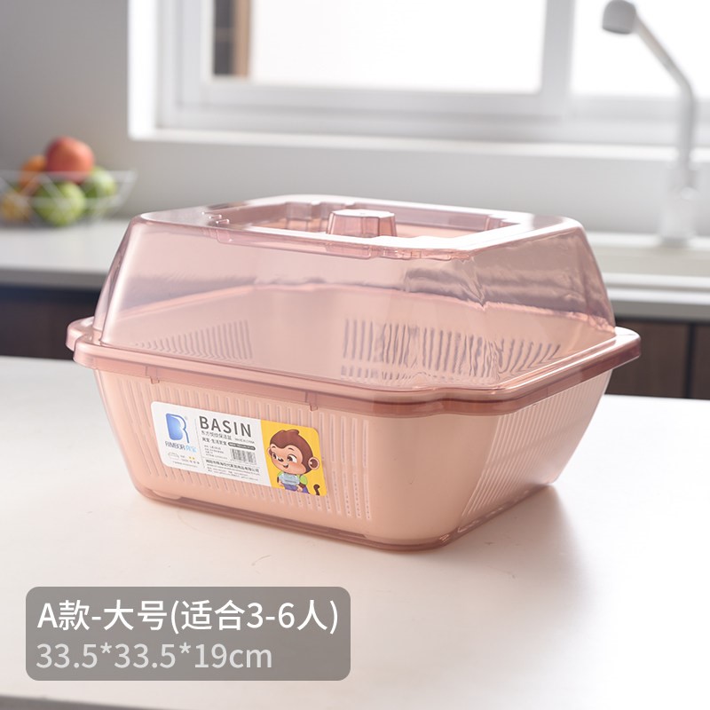 碗筷收纳盒厨房家用沥水碗架盒带盖多功能碗柜大容量收纳碗盆餐具