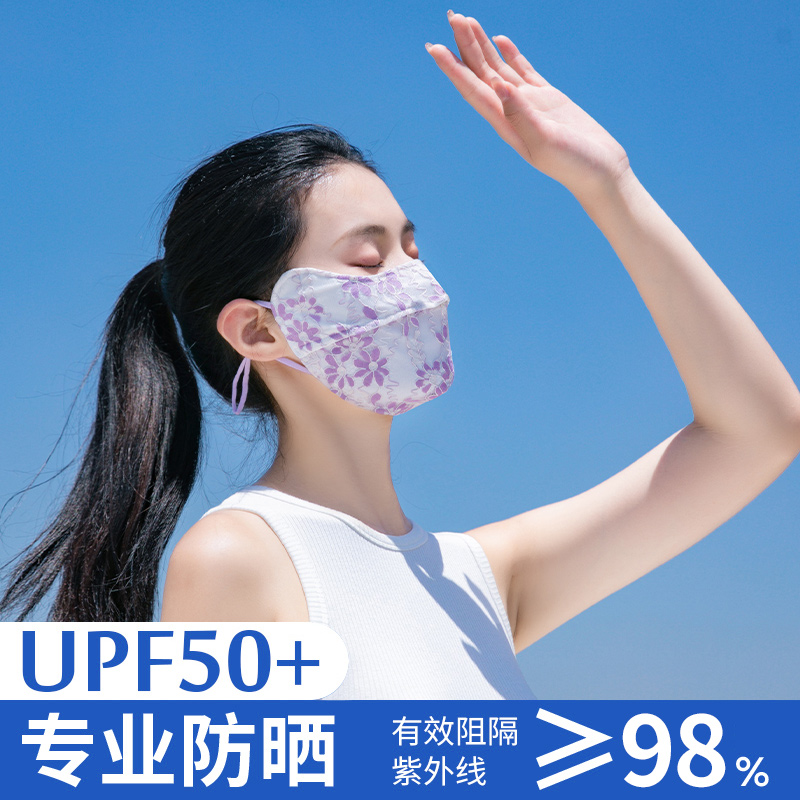 2025新款防晒口罩女薄护眼角蕾丝透气立体凉感布口罩防紫外线冰丝
