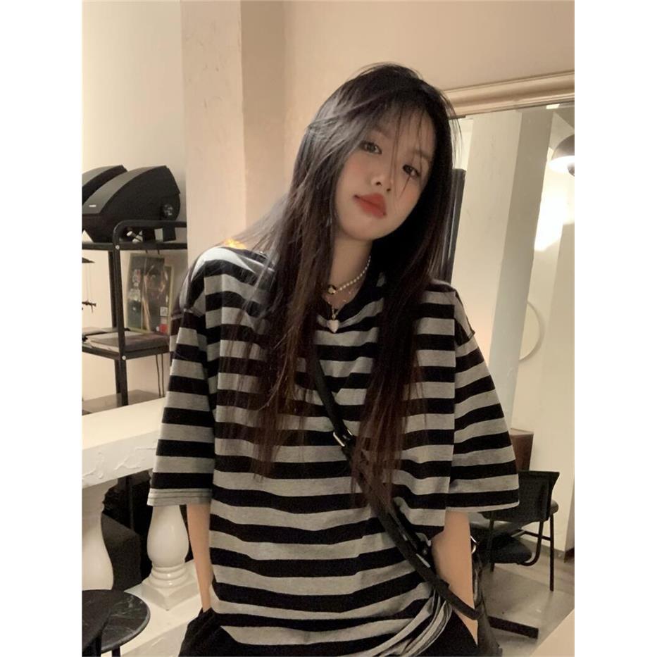 慵懒风高档纯棉女条纹上