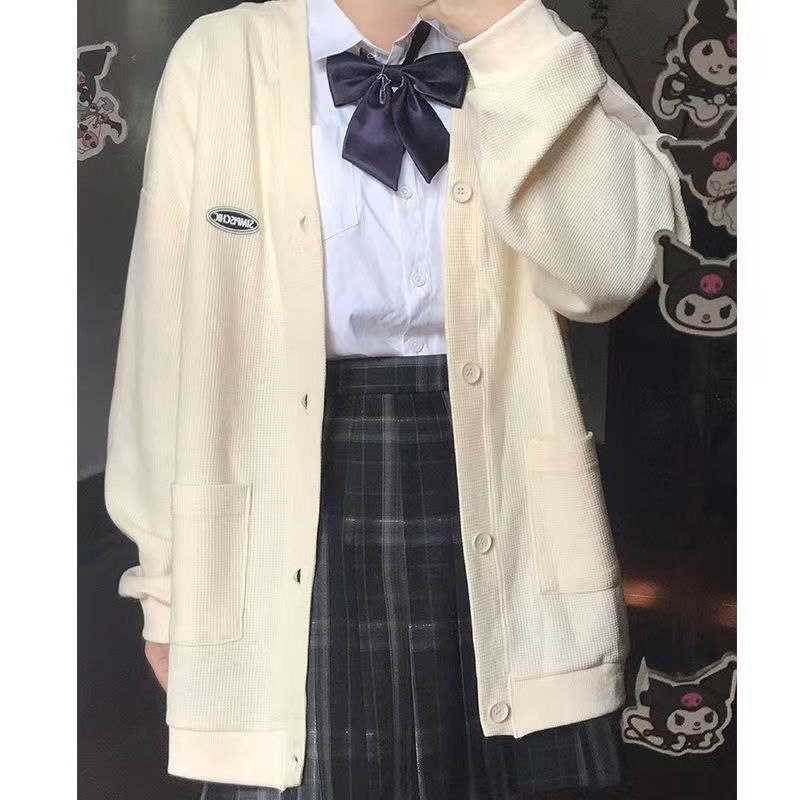 华夫格开衫卫衣女设计感