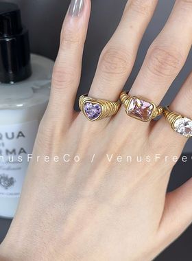 3选法式彩色宝石18k镀金