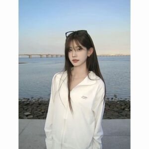 韩系白色立领防晒衣女薄款外套女小个子夏季休闲宽松凉感防晒服