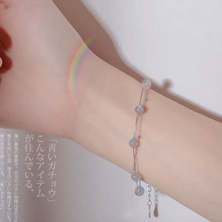 月光石手链女纯银森系ins
