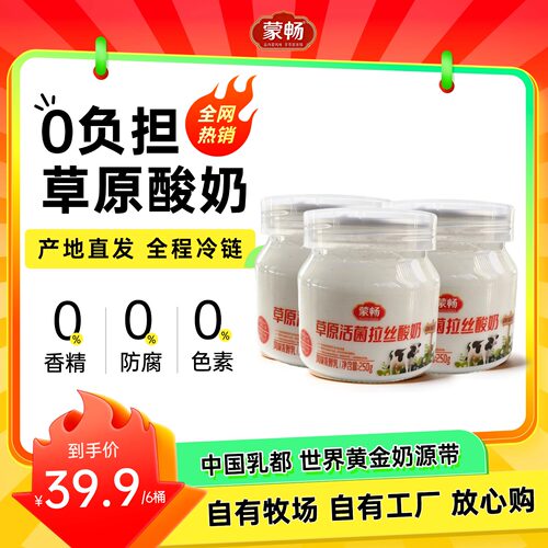 蒙畅草原拉丝酸奶内蒙古特产无防腐剂低温罐装酸奶风味发酵乳250g