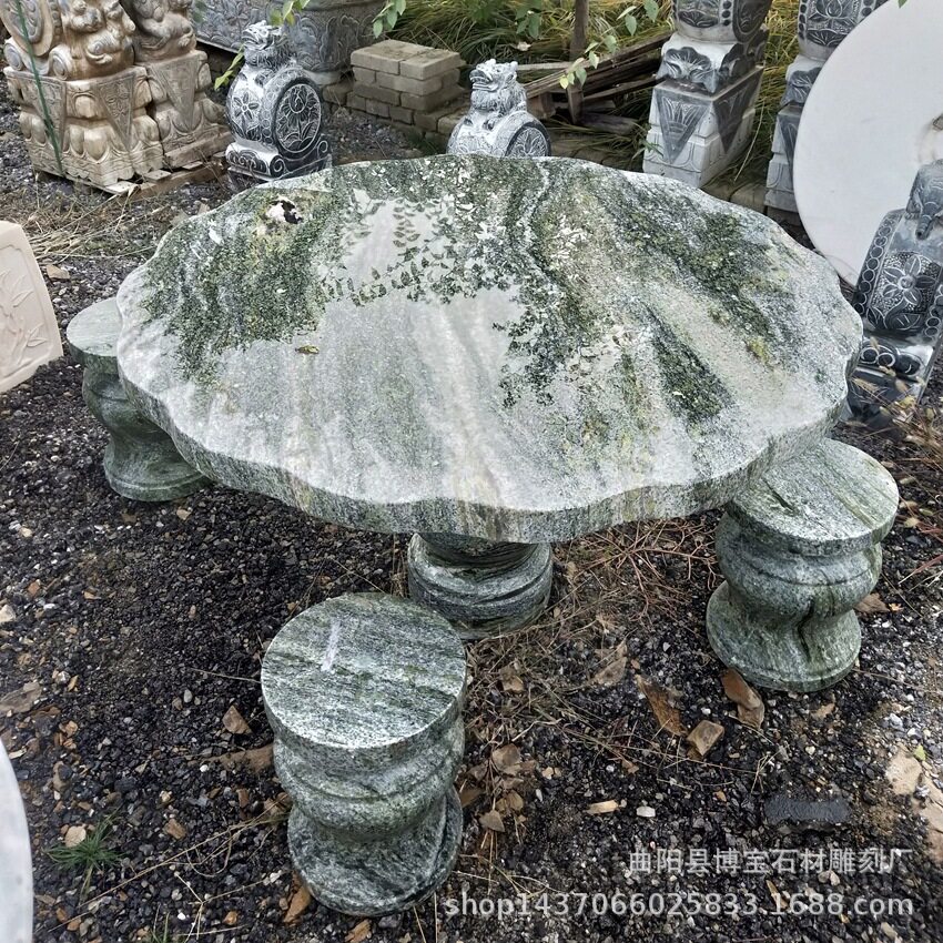 青蛙绿色大理石石雕桌子户外