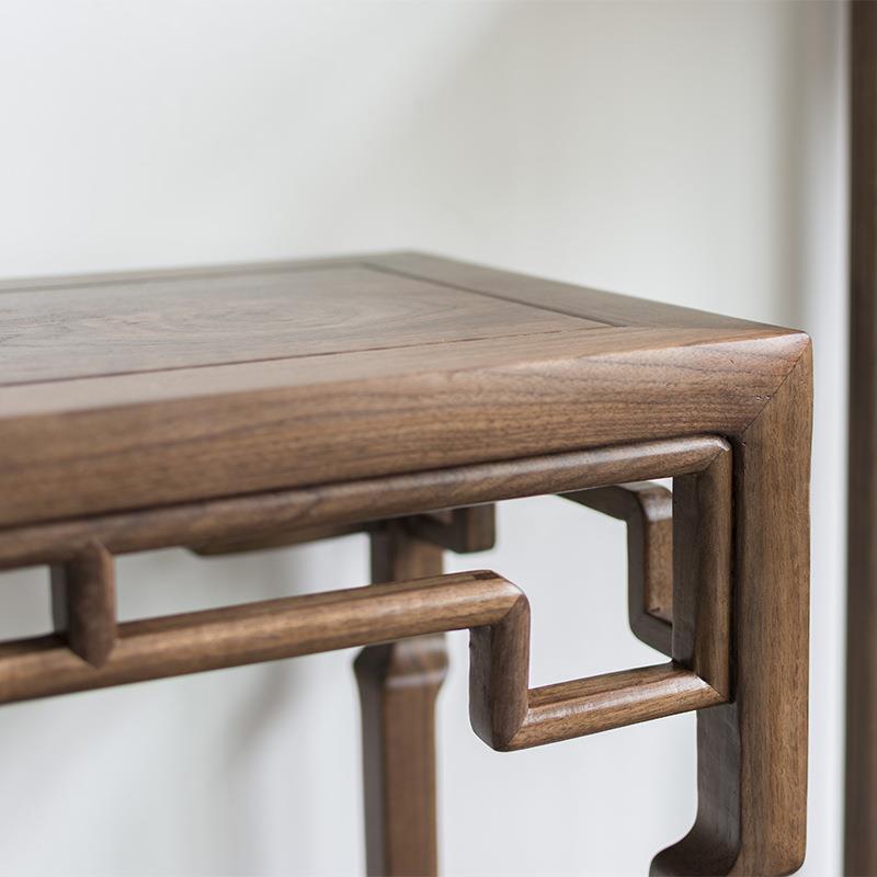 新花几中堂条三中件无品牌/套胡桃木玄关台实木式花架供桌客厅中