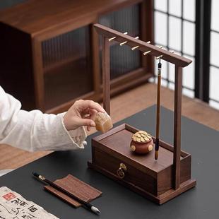 胡桃木笔挂盒玄关匙收钥纳件入户置摆物架提创意挂钩桌0079面收纳