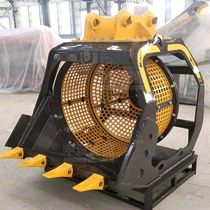 挖机旋NHM转筛斗挖土机滚筒筛分掘笼河沙筛洗斗矿石壤筛选水分路