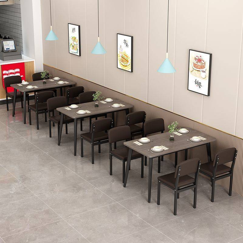 【折扣价】简单实用型小吃早餐店餐桌椅组合长方形快餐桌子食堂餐