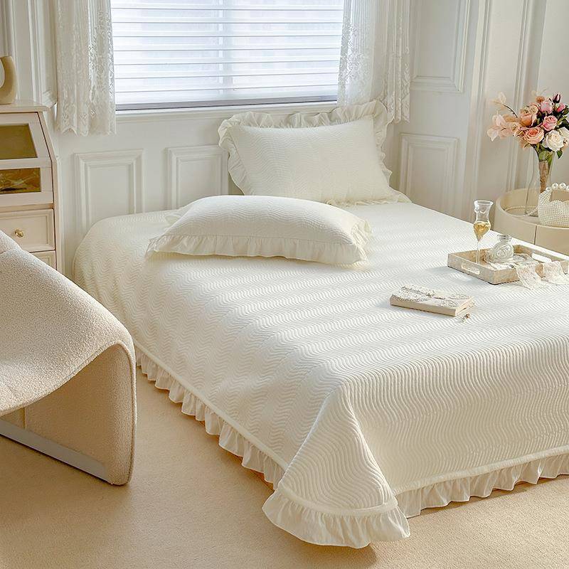ZSH-2024欧式水洗棉麻滑床盖四三件套季通榻榻米炕用盖夹棉防花边