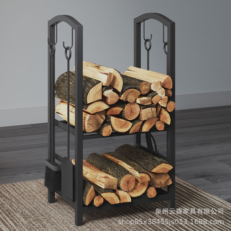 欧式铁艺烤炉工具壁炉架配件柴火架火炉工具四件套木柴架置物架
