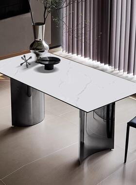 工厂销意式极桌T017简直岩板餐桌桌组合小户型饭样板间长方形餐家