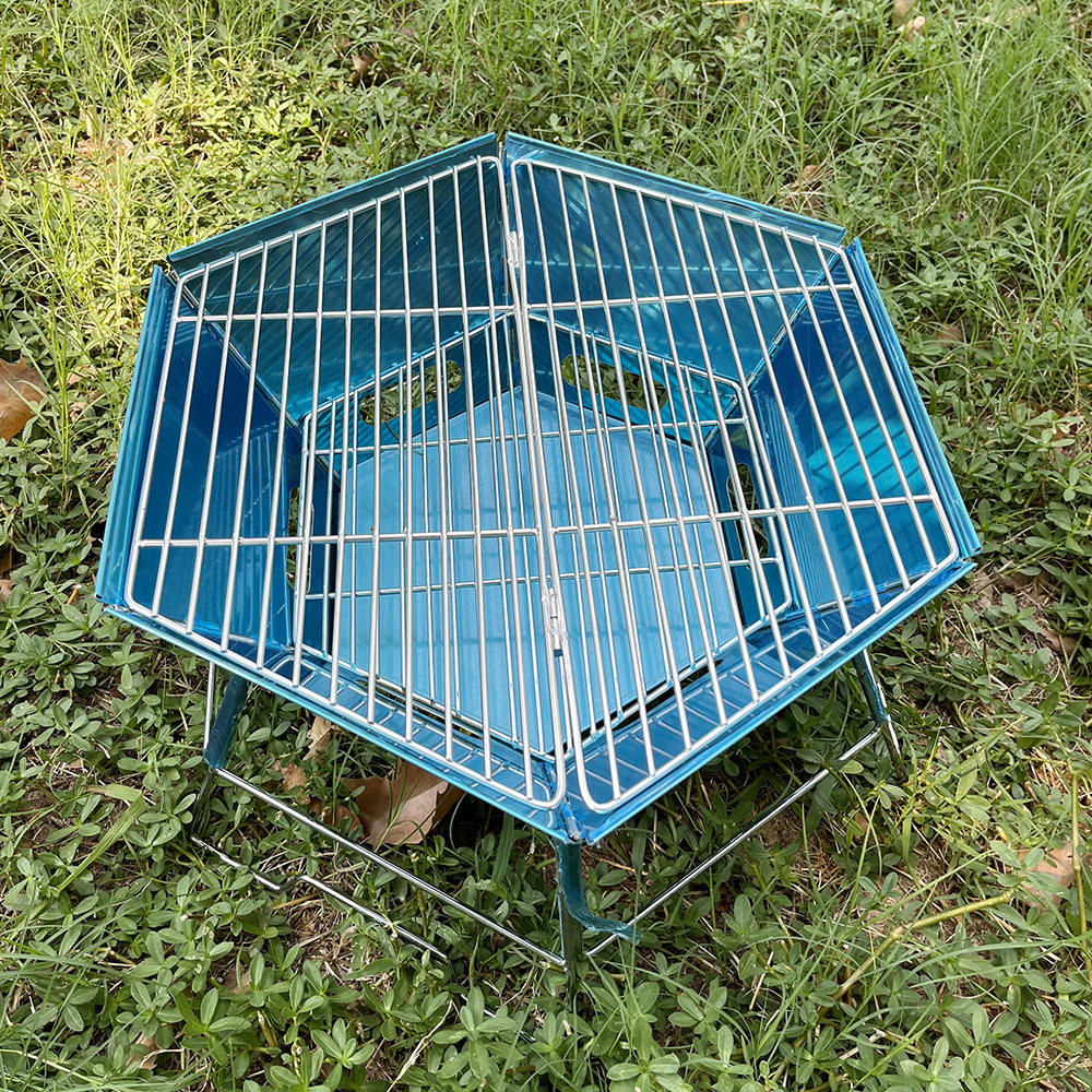 野营焚火台户外柴火炉烧烤架迷你烤炉BBQ野餐折叠烧烤架六角火炉