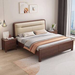 胡桃木人1.8米双床米主大床现代简约1.5m新中式 储物2软EQE卧包婚