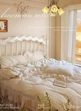 法5式实木床白色温莎油床奶风复古美式公主床小户型GLS.8米1.m1单