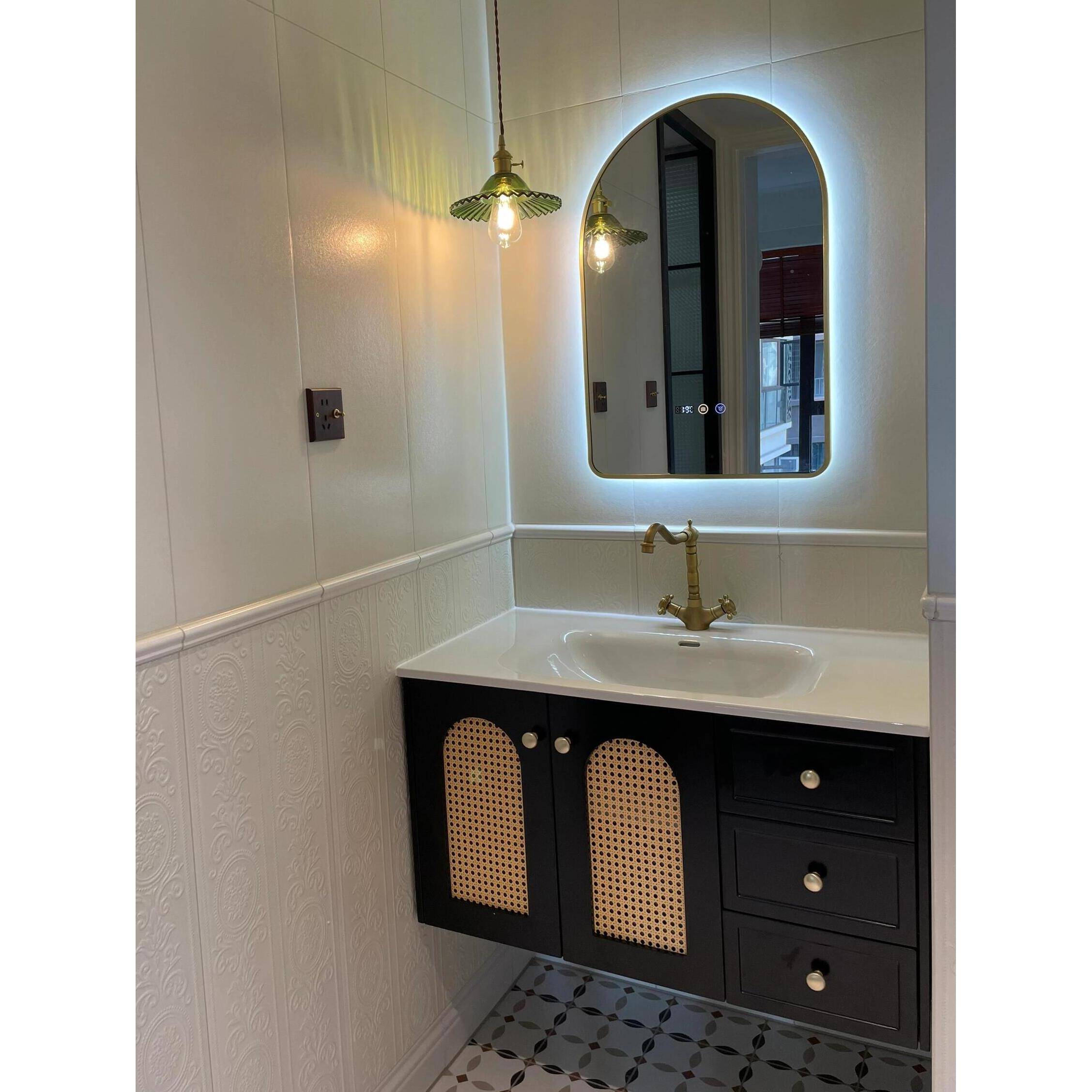 c定制法藤编s浴室柜组合F78J6MMT陶式瓷一体盆复古橡漆木烤洗漱台