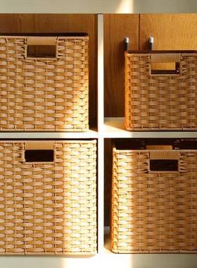 J0卡莱克格F76758TJ子柜纳筐塑料仿藤编家收用电视柜书架杂物储0