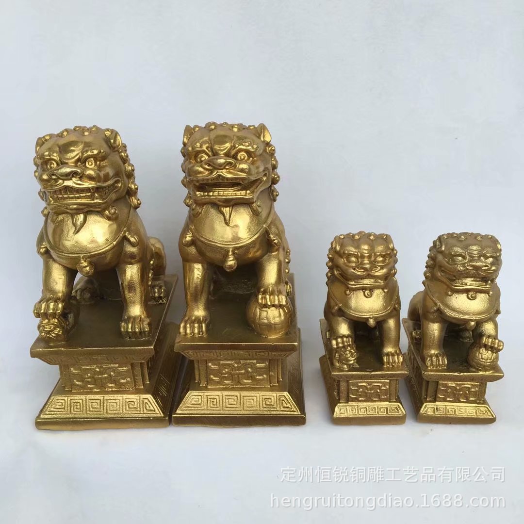 厂家直销招财狮子摆件北京铜狮子金属工艺品家居办公室旺铺铜摆件