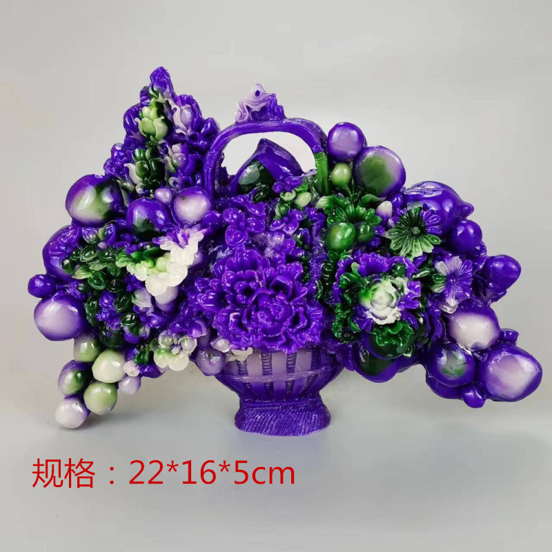 观景石仿石雕摆件云母紫一览富贵花篮摆件