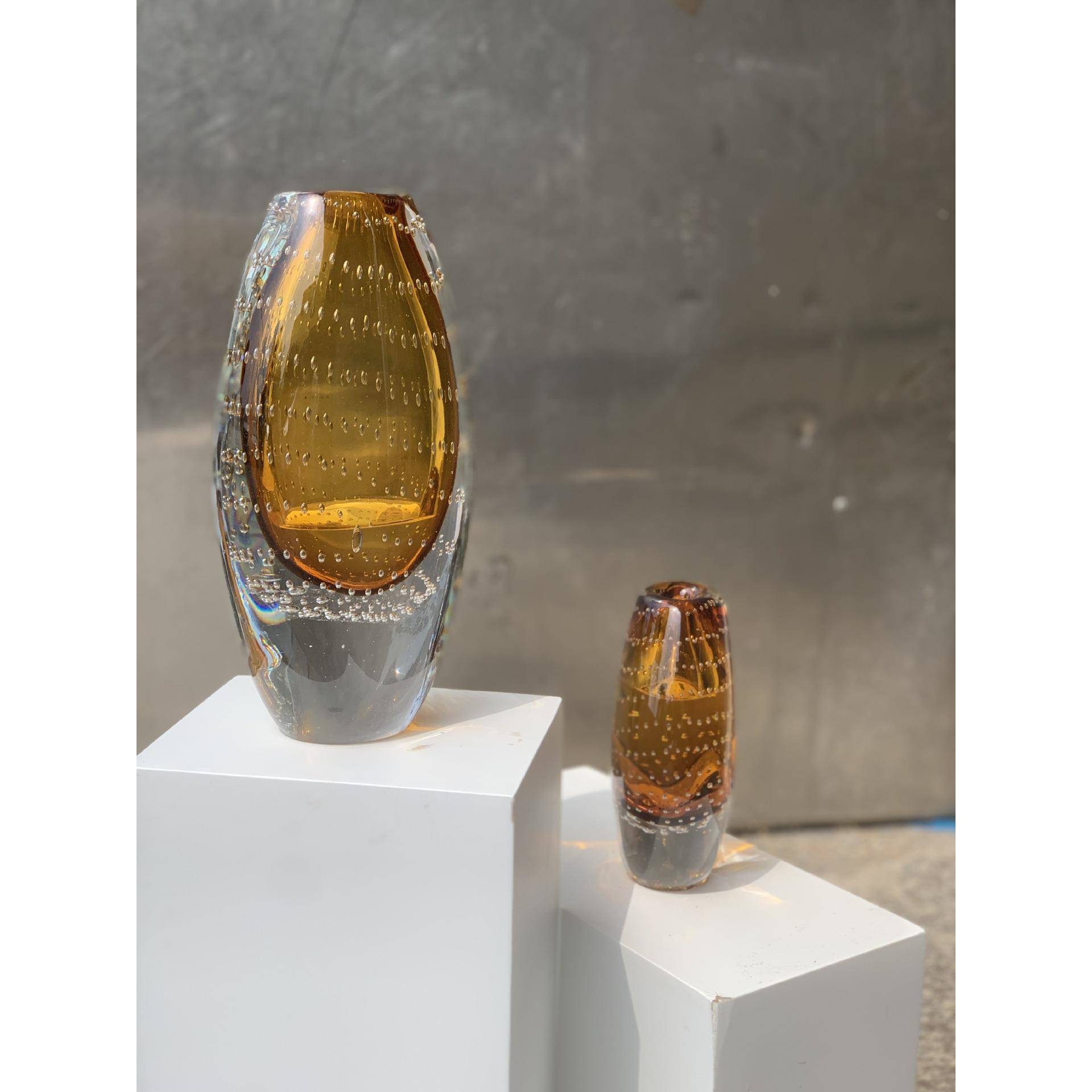 简约饰现代创意透明璃花瓶软装XA品样板房桌售楼玻处面插花器摆件