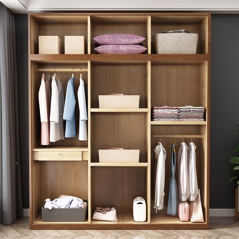 实木衣柜家用卧室中代简约式ELD橱现经济型木质简易衣轻奢储物柜
