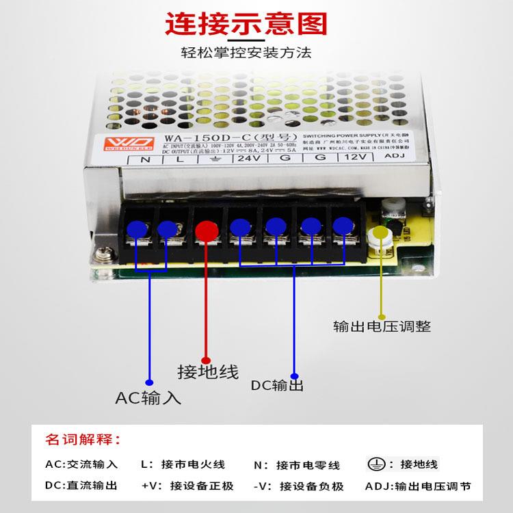 源150W双组出两款可选5V12V12V2输V安防CSX开电关电源4厂家直销