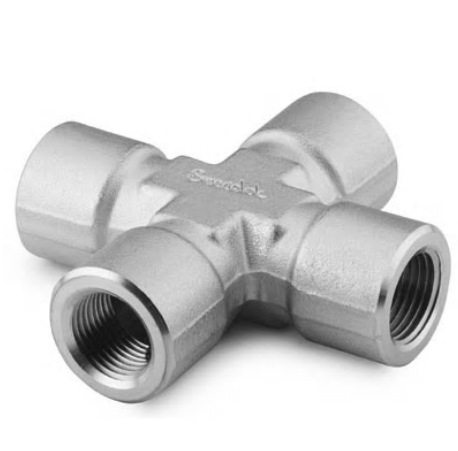 世伟洛克SS-12-CS不锈钢螺纹管接头四通接头 3/4 in. NPT 内螺纹