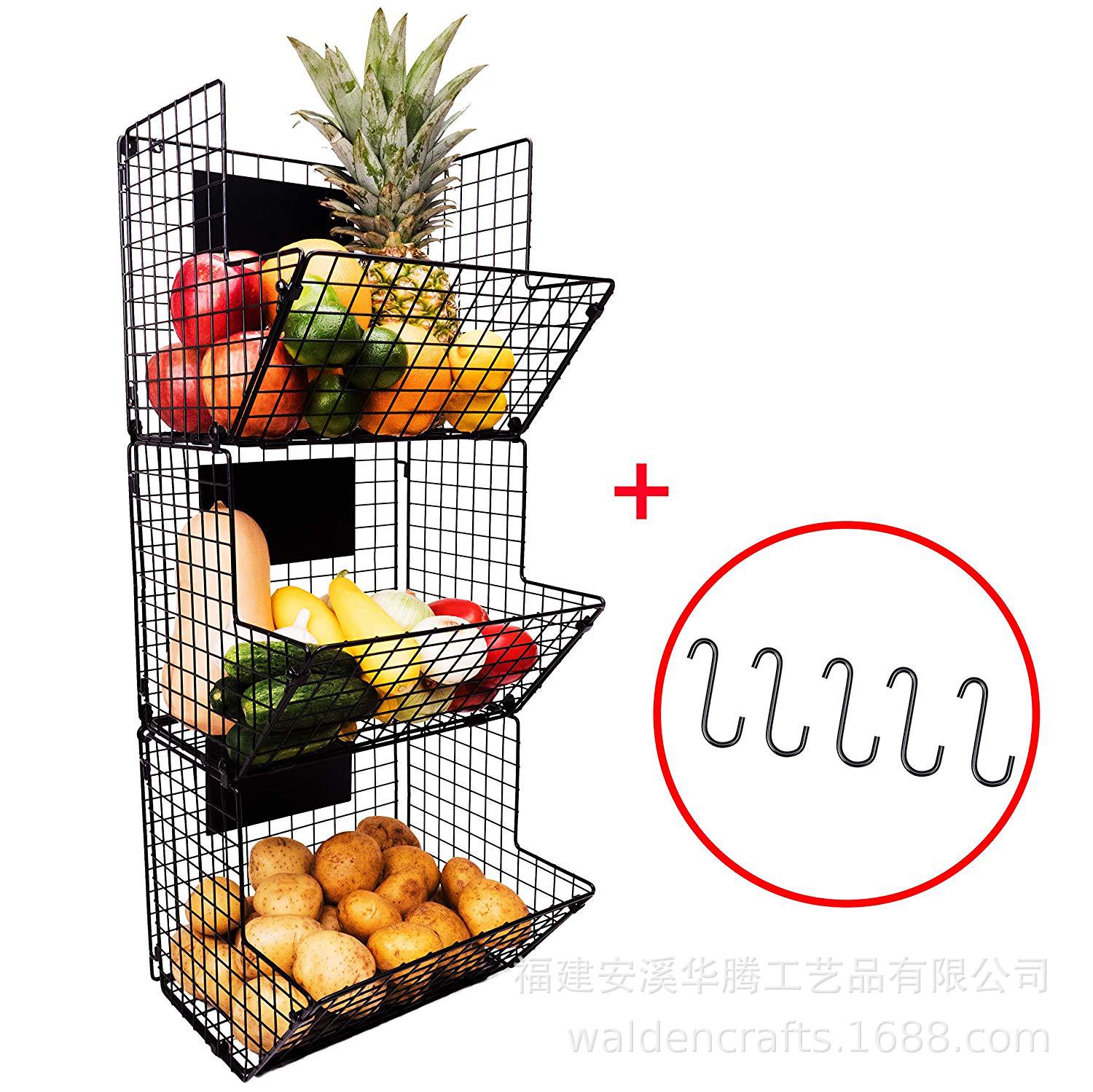 金属壁挂3层可调黑板收纳盒