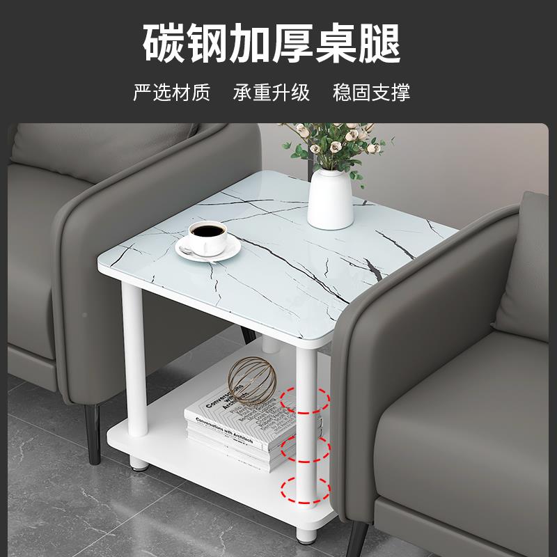 KM707030正沙方形小方桌单人沙发中间茶几发拐角边几钢化玻位办璃