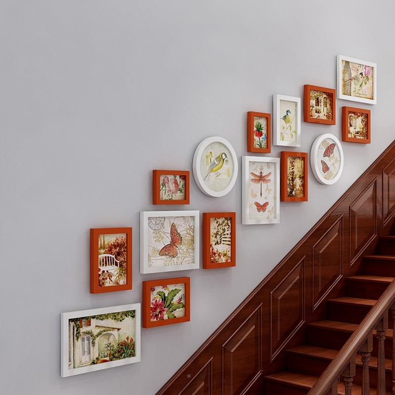 02-1墙51框楼梯装饰画复合楼挂画过走廊道楼道画012-15框简约现代图片